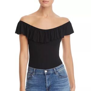 Honeydew Ruth Ruffle Bodysuit Elegant Black Off-Shoulder bodysuit size medium